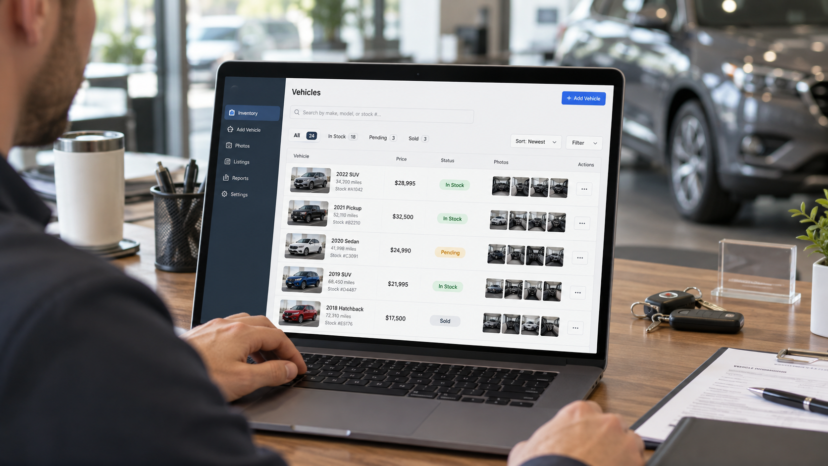Vehicle inventory management dashboard